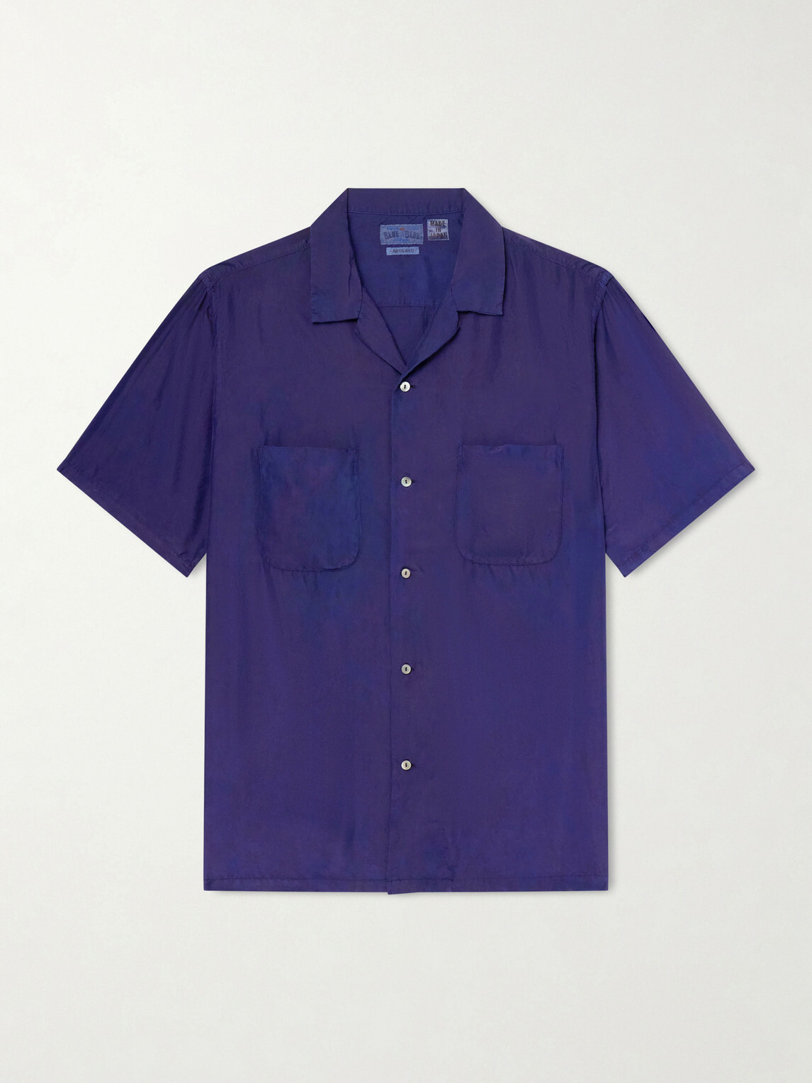 Blue Blue Japan - Convertible-Collar Indigo-Dyed Silk-Habotai Shirt - Blue