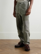 Visvim - Pastoral Straight-Leg Panelled Striped Cotton-Moleskin Trousers - Gray