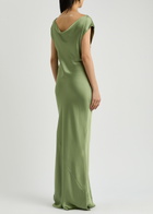 Norma Kamali Maria Satin Maxi Dress Mid Green