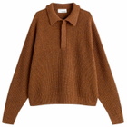 Sage Nation Men's Boxy Knit Polo in Speckled Rust