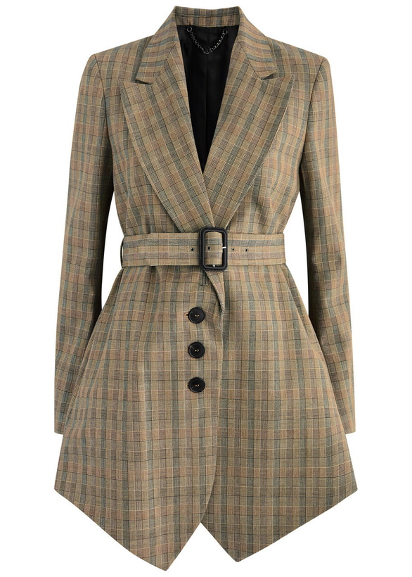 Photo: Rabanne Checked Belted Wool Blazer Beige