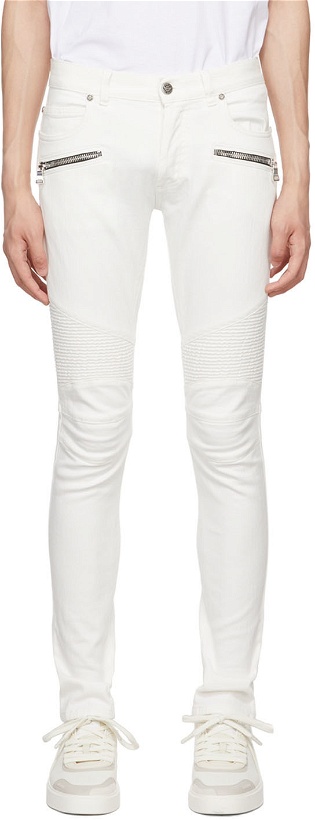 Photo: Balmain Off-White Denim Slim Jeans