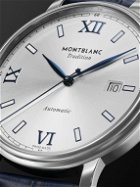 Montblanc - Tradition Date Automatic 40mm Stainless Steel and Croc-Effect Leather Watch, Ref. No. 129285