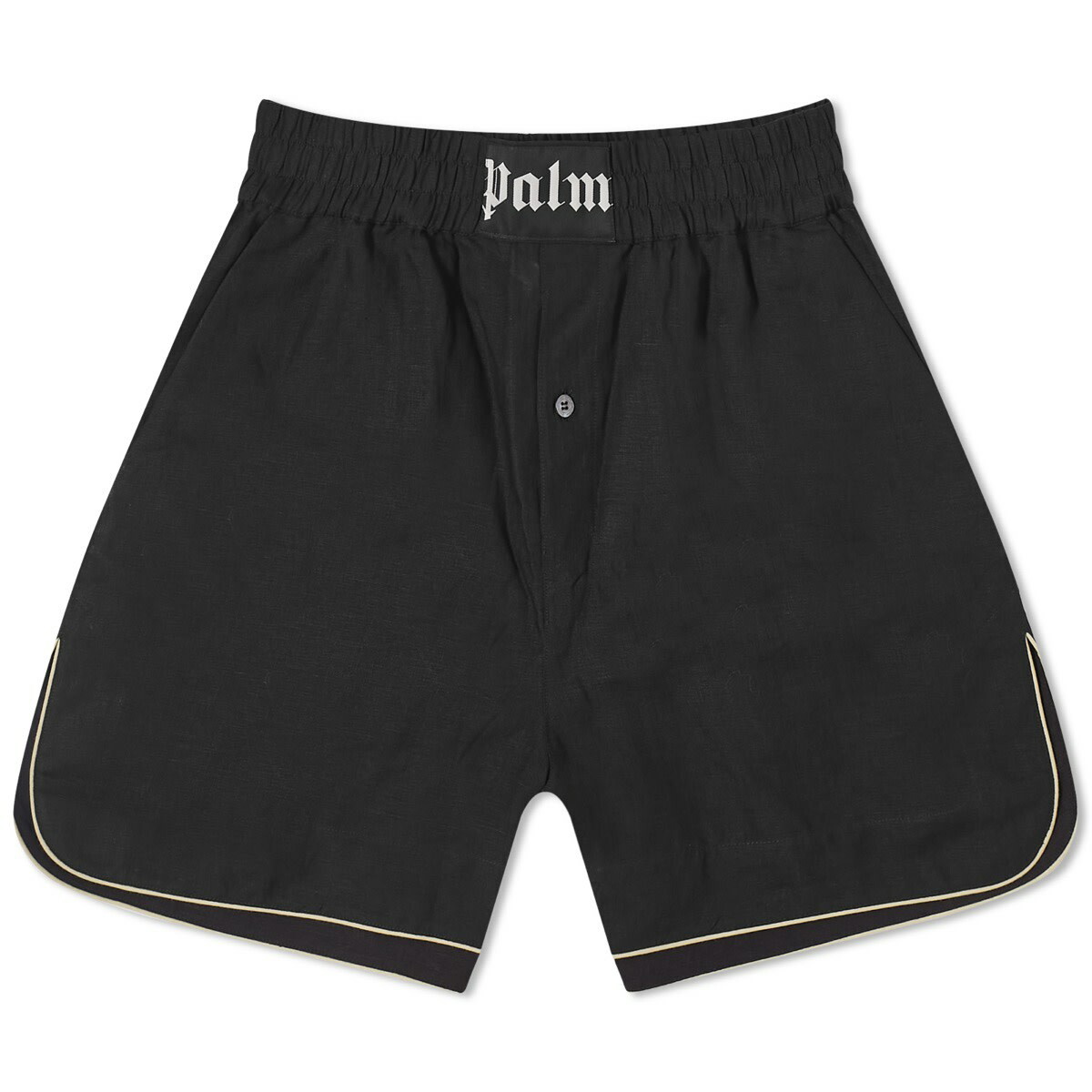 Palm Angels Women's Linen Boxer Shorts in Black Palm Angels