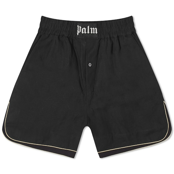 Photo: Palm Angels Women's Linen Boxer Shorts in Black