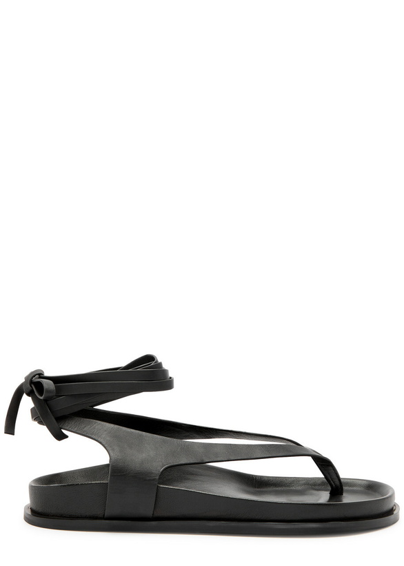 Photo: A.emery Shel Lace-up Leather Thong Sandals Black