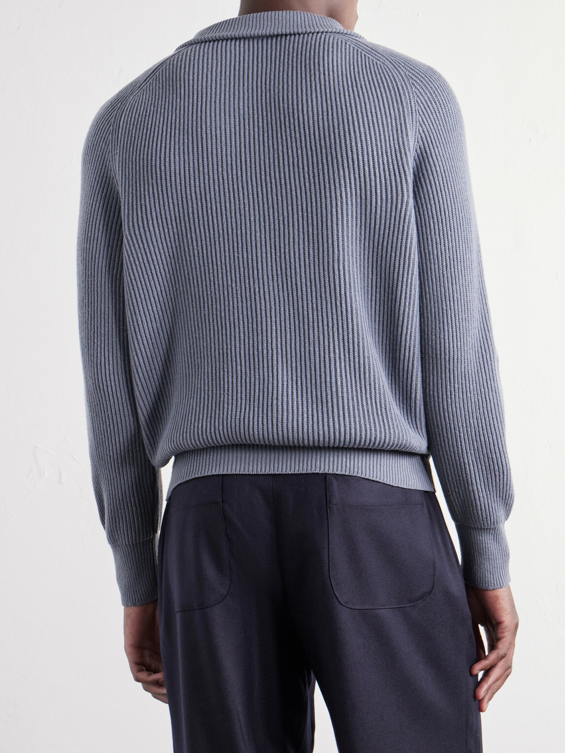 Stòffa - Ribbed Cashmere Polo Sweater - Blue