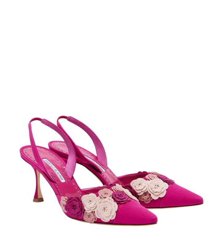 Photo: Manolo Blahnik Svemuta floral-appliqué slingback pumps