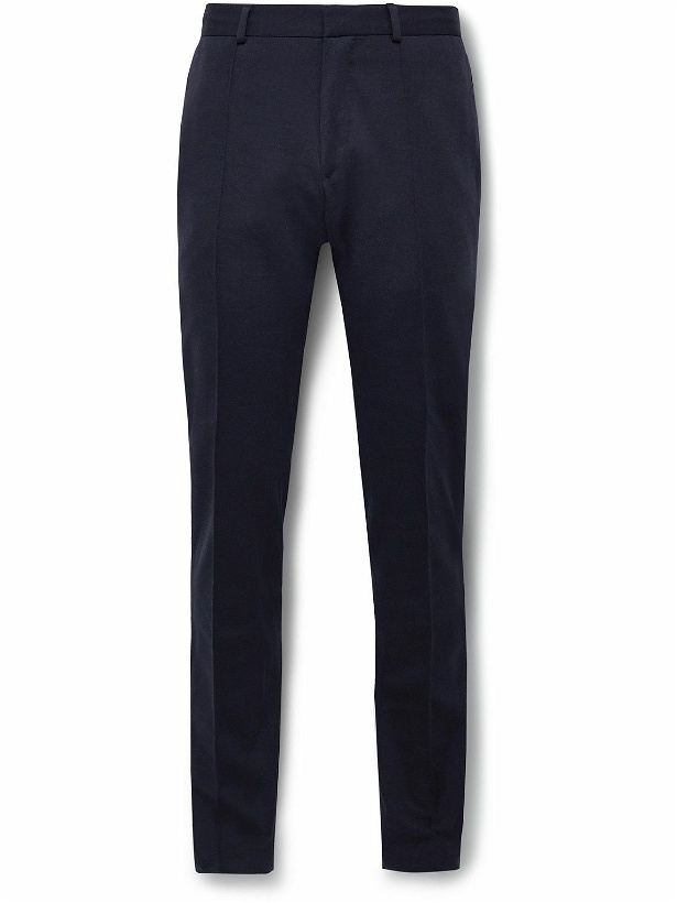 Photo: Dunhill - Straight-Leg Wool-Blend Jersey Suit Trousers - Blue