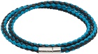 Hugo Blue & Black Double-Wrap Two-Tone Leather Bracelet