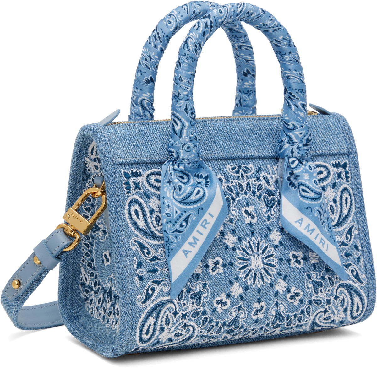 AMIRI Blue Denim Bandana Micro Triangle Bag Amiri