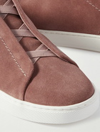 Zegna - Triple Stitch Suede Sneakers - Pink