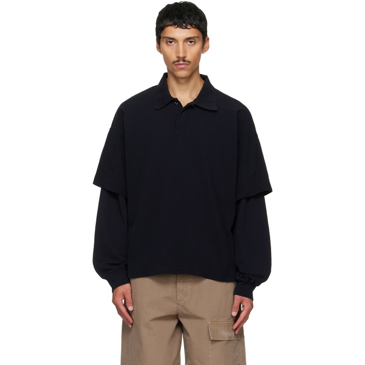 Photo: AGOLDE Navy Curren Double Sleeve Polo