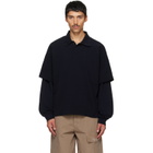AGOLDE Navy Curren Double Sleeve Polo