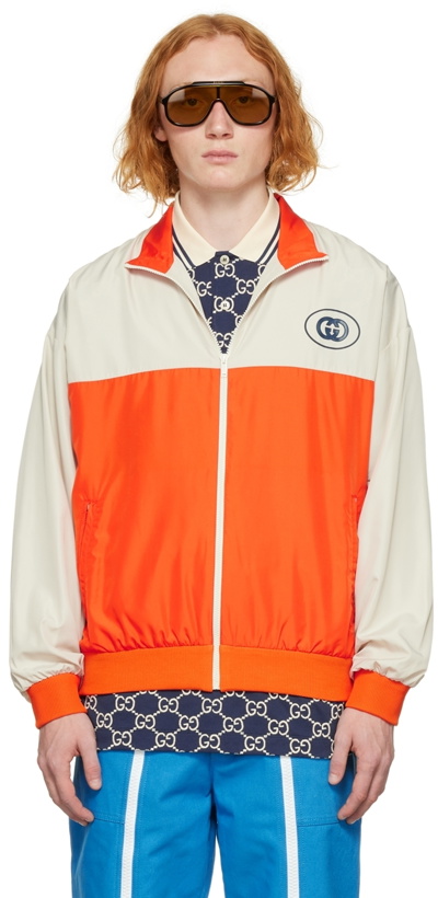 Photo: Gucci Orange & Off-White Paneled Jacket