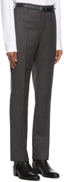 Saint Laurent Grey & Black Virgin Wool Striped Trousers