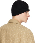 Marine Serre Black Moon Logo Knit Beanie