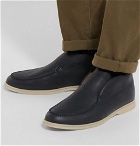 Loro Piana - Open Walk Full-Grain Leather Boots - Men - Navy