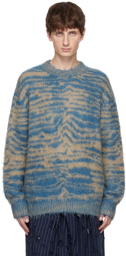 Acne Studios Blue & Beige Jacquard Sweater