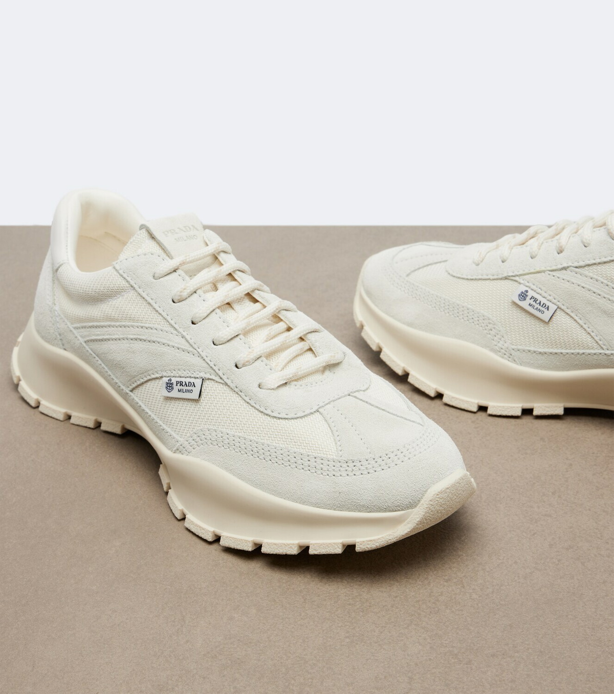 Prada Suede-trimmed sneakers