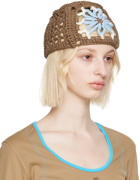 Kijun Brown Flower Beanie