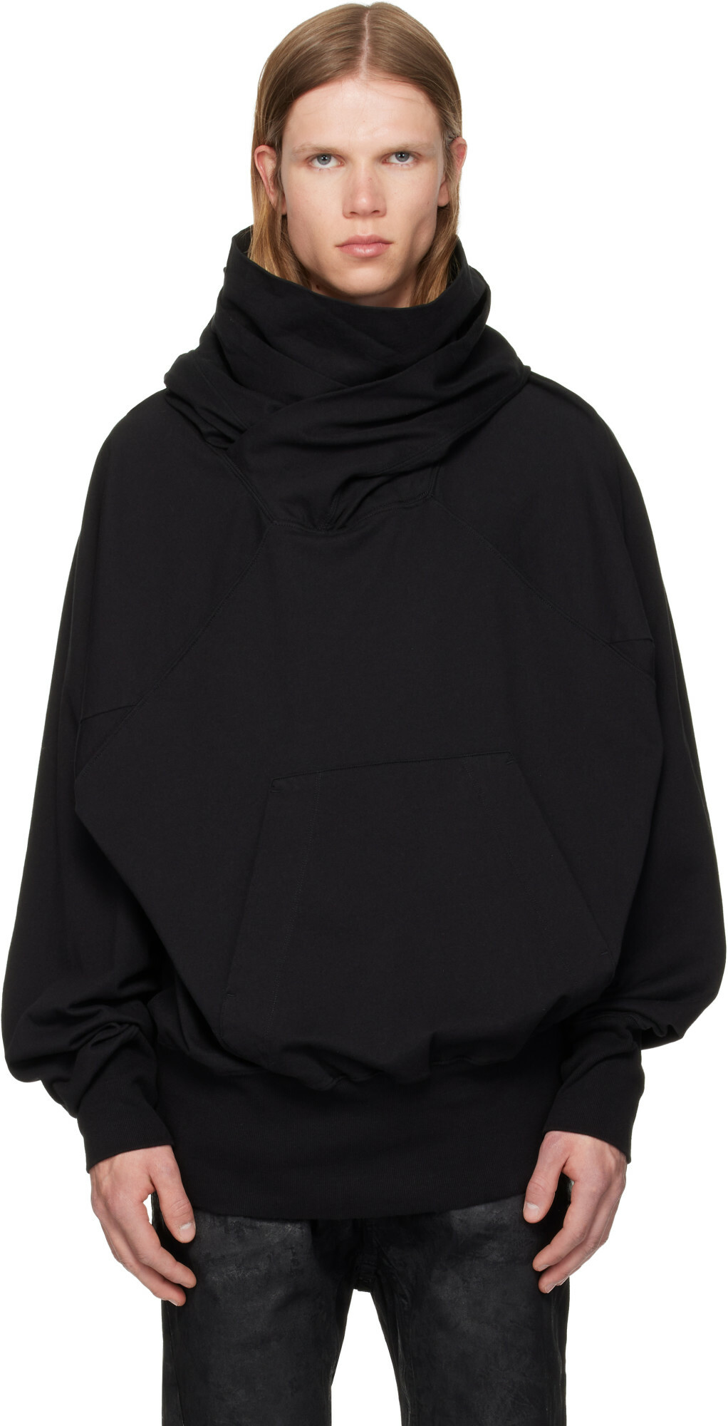 Julius Black W Neck Hoodie