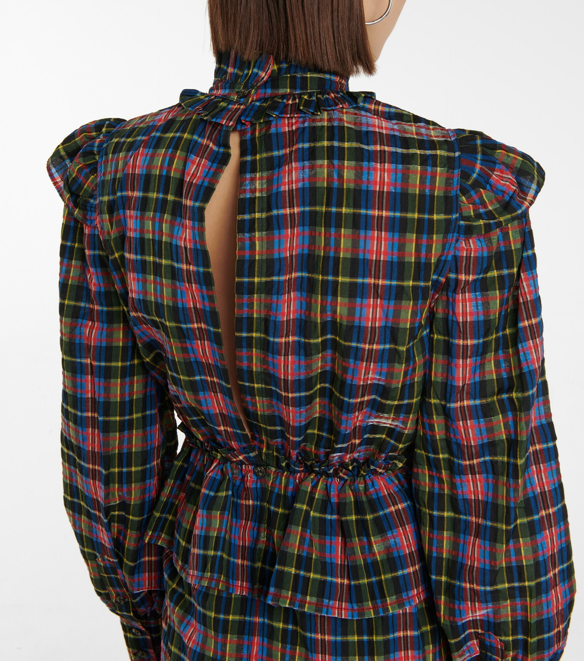 Ganni - Checked seersucker midi dress GANNI Ganni - Checked seersucker midi dress GANNI