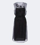 Prada Floral-appliqué silk midi dress