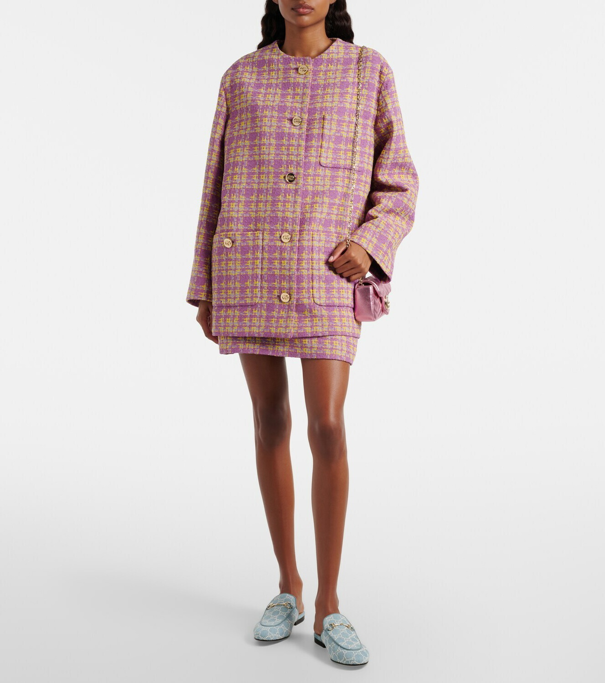 Gucci Checked cotton-blend tweed jacket