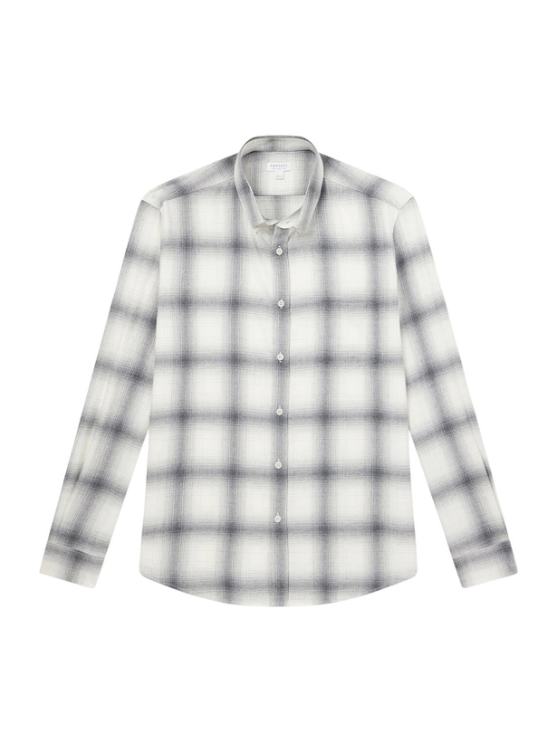 Photo: Sunspel - Checked Cotton-Flannel Shirt - Neutrals