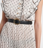 Self-Portrait Belted polka-dot pleated midi dress