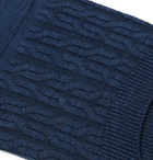 Corgi - Cable-Knit Cotton-Blend No-Show Socks - Blue