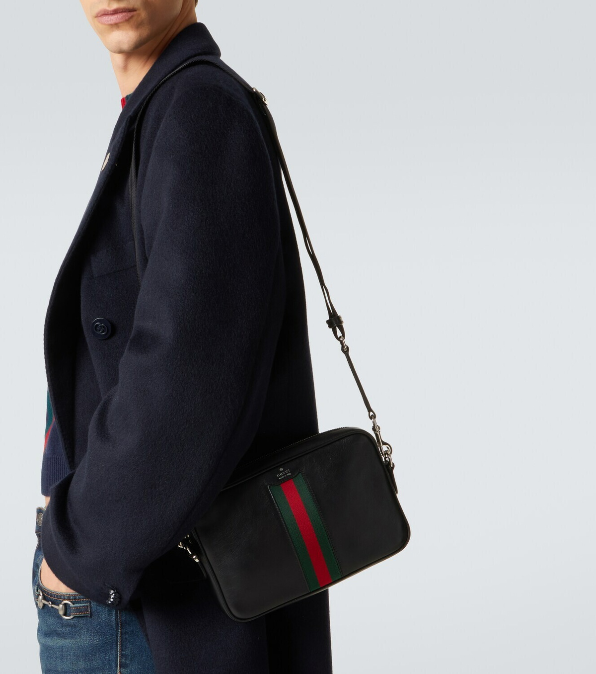 Gucci Web Trademark Small leather crossbody bag