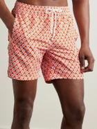 Anderson & Sheppard - Slim-Fit Straight-Leg Mid-Length Printed Swim Shorts - Orange