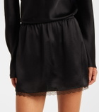 Leset Barb lace-trimmed satin miniskirt
