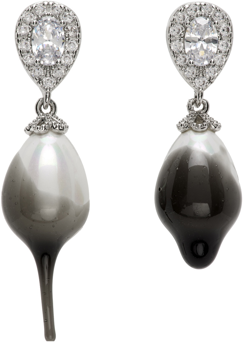 Black pearl deals drop earrings silver