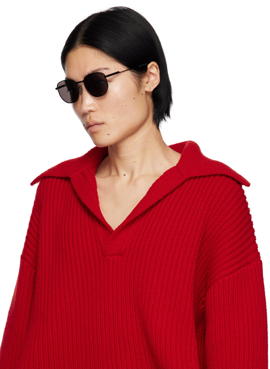 New Bottega Veneta round black sunglasses Bottega Veneta BV1372S Round Sunglasses in Black Silver  main image 3