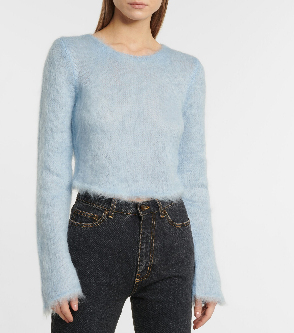 Saint Laurent - Cropped mohair-blend sweater Saint Laurent