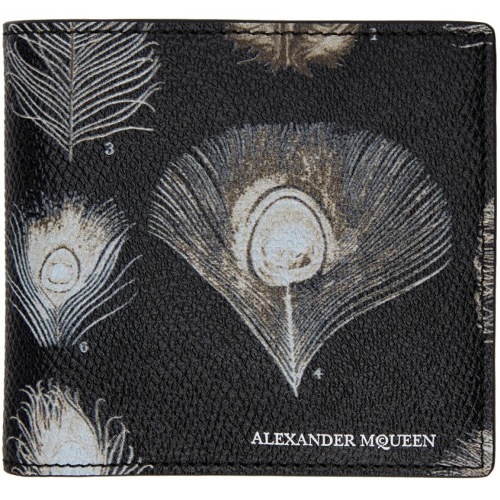 Photo: Alexander McQueen Black and Off-White Peacock Feather Wallet 