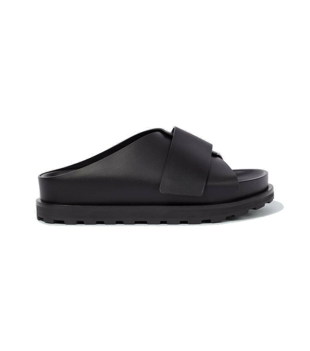 ★Jil Sander★ Cross Strap Nappa Slides Black JS38044A152000 Jil Sander Black Cross-Strap Slides Jil Sander
