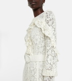 Costarellos Patrice belted ruffled lace gown