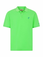 MC2 Saint Barth Man Fluo Green Piquet Polo With St. Barth Logo And Vintage Effect