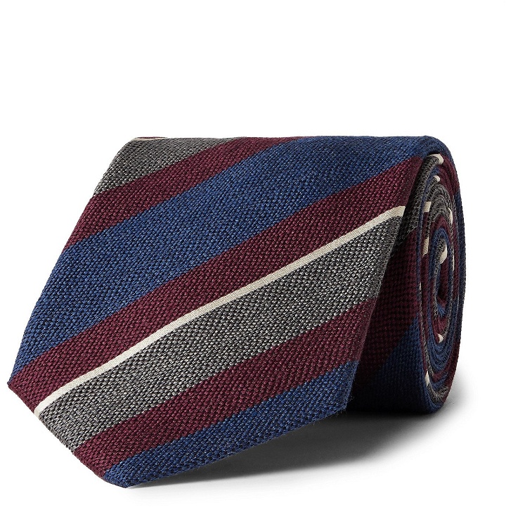 Photo: Bigi - 8cm Striped Silk and Wool-Blend Jacquard Tie - Multi