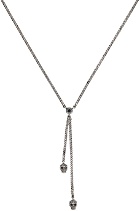 Alexander McQueen Gunmetal Double-Wrap Chain Skull Necklace