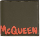 Alexander McQueen Khaki & Orange Graffiti Bifold Wallet