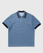 Lacoste Contrast Collar Monogram Polo Shirt Blue Polos
