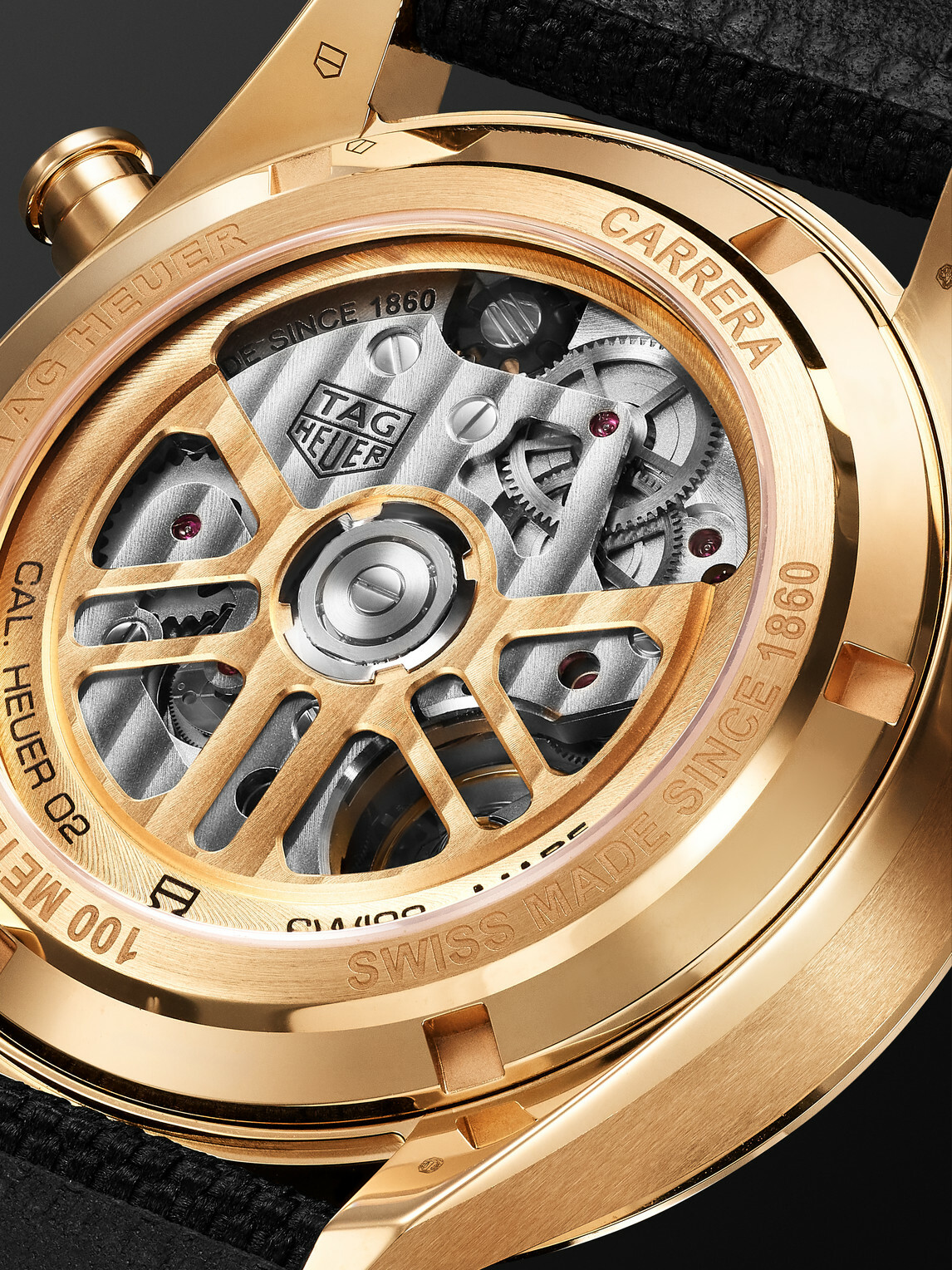 Bamford Watch Department - TAG Heuer Carrera Limited Edition Automatic 42mm 18-Karat Gold and Canvas Watch