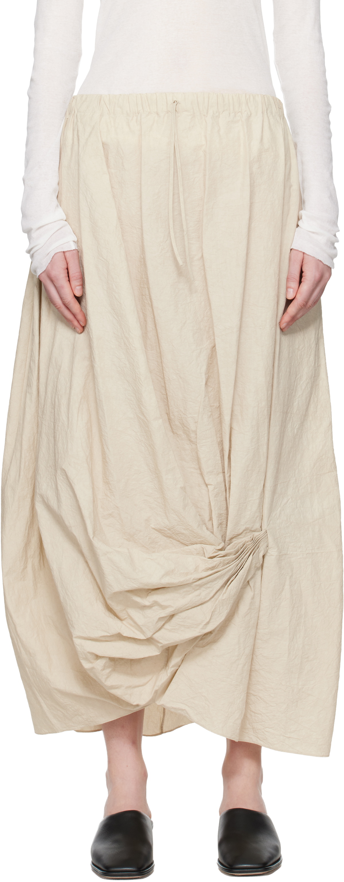 Lauren Manoogian Off-White Twist Midi Skirt