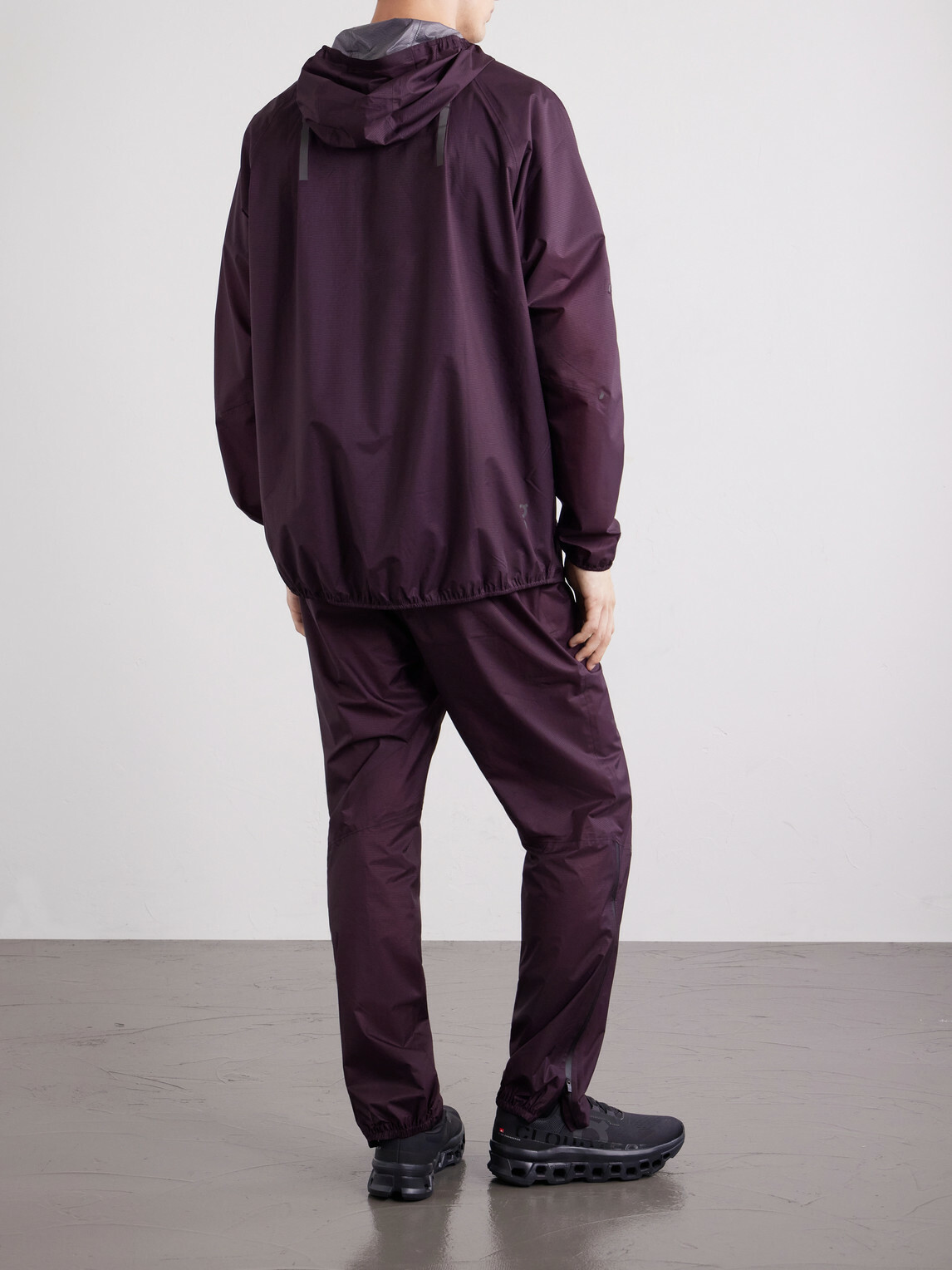 On - Logo-Print GuardTec™ Shell Hooded Jacket - Burgundy