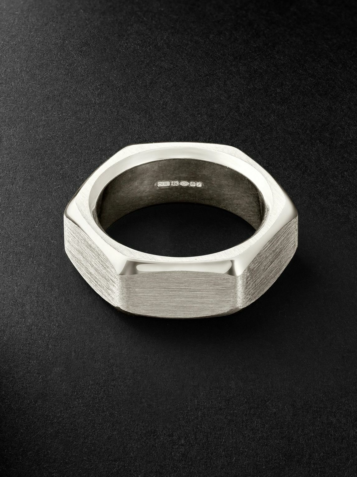 Ouie - M6 Large Brushed-Sterling Silver Ring - Silver